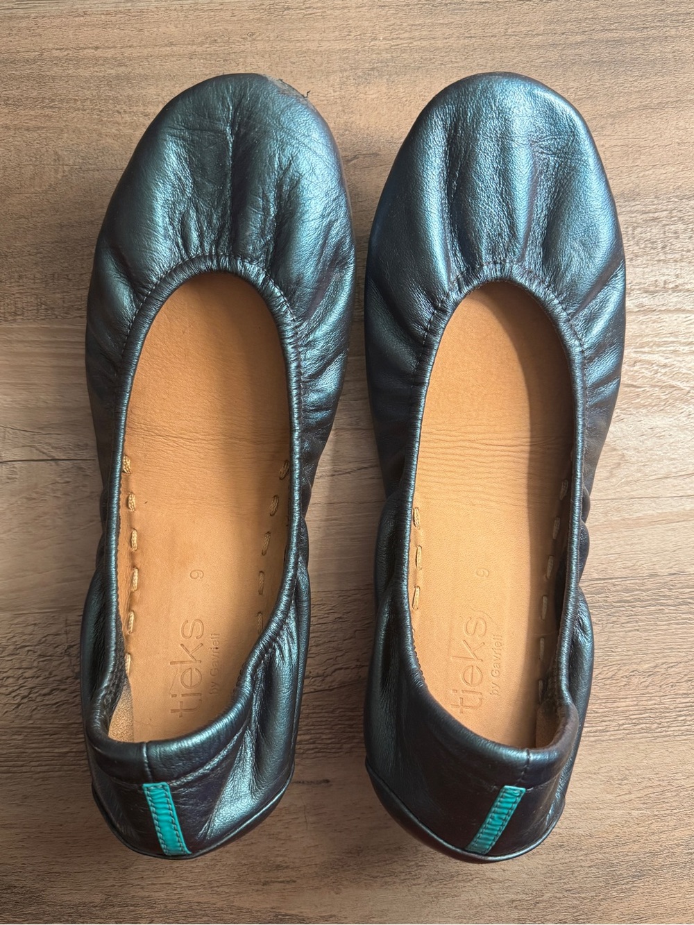 Tieks Metallic Leather Ballet Flats custom Teal color size 9